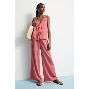 Rosetta Getty x RTR Wide Leg Satin Pull On Pants - Size Medium